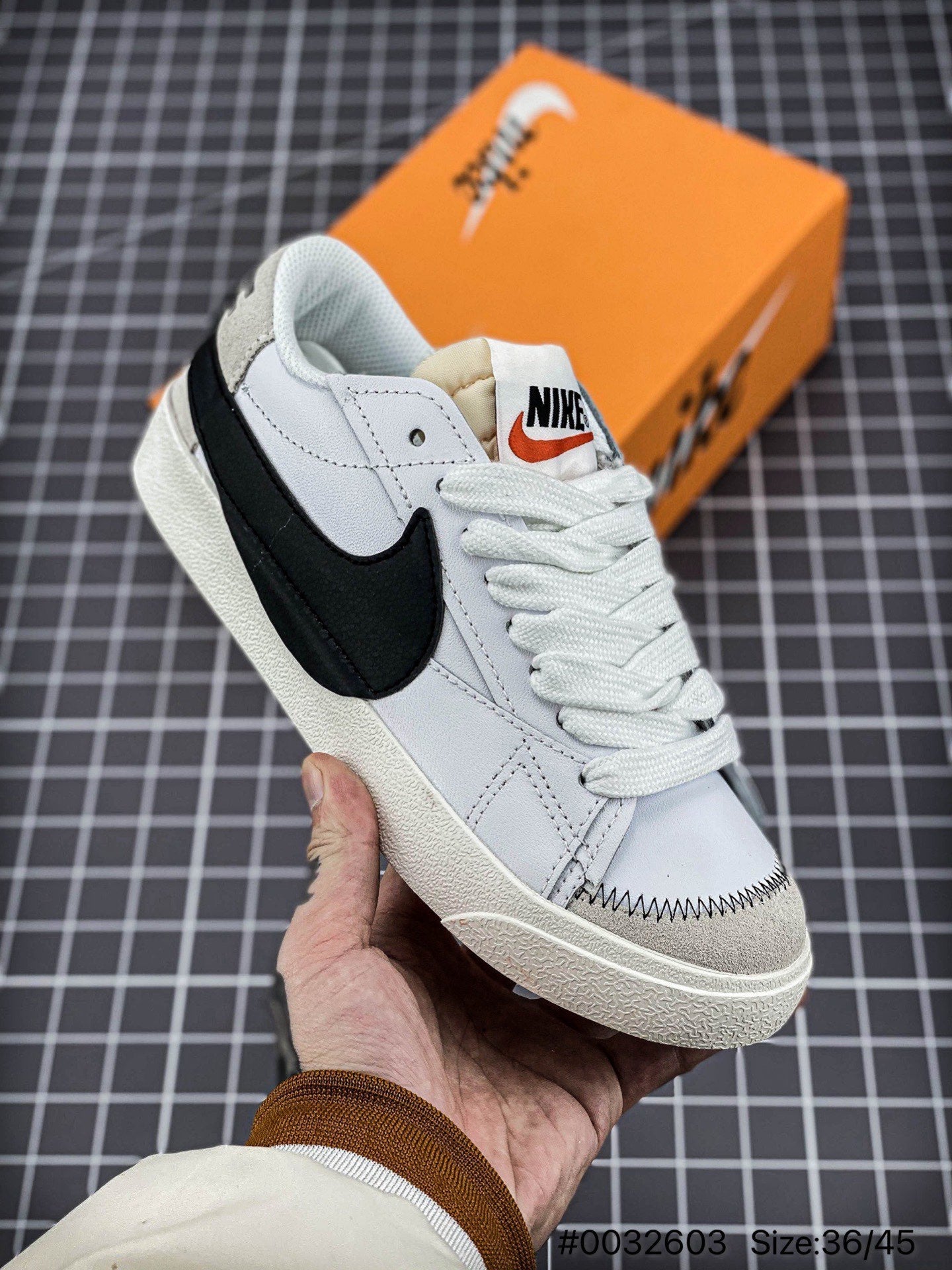 Nike Blazer Low'1977 Jumbo - Black Unisex Streetwear Limited Edition - The Nike Blazer Low '1977 Jumbo in Black, White, and Grey reinvents a classic with