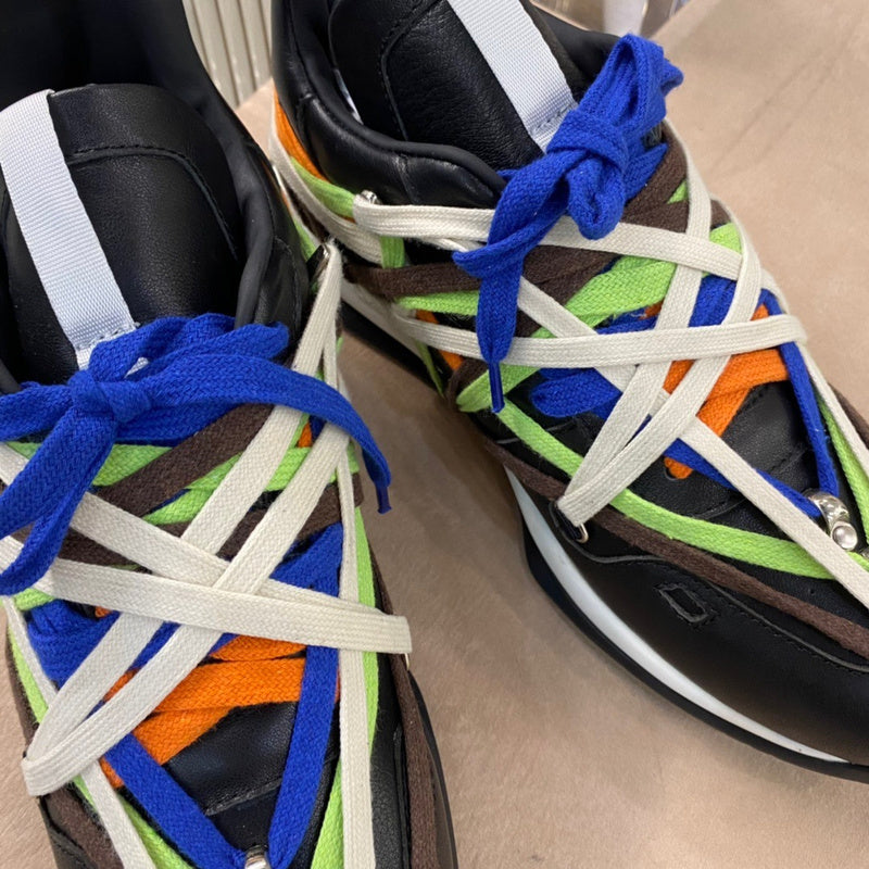 Multicolor Wrap-lace Sneakers - Black Unisex Streetwear Limited Edition - **Multicolor Wrap-Lace Sneakers** Unleash your bold fashion sense with these multicolor wrap-lace sneakers. Designed for