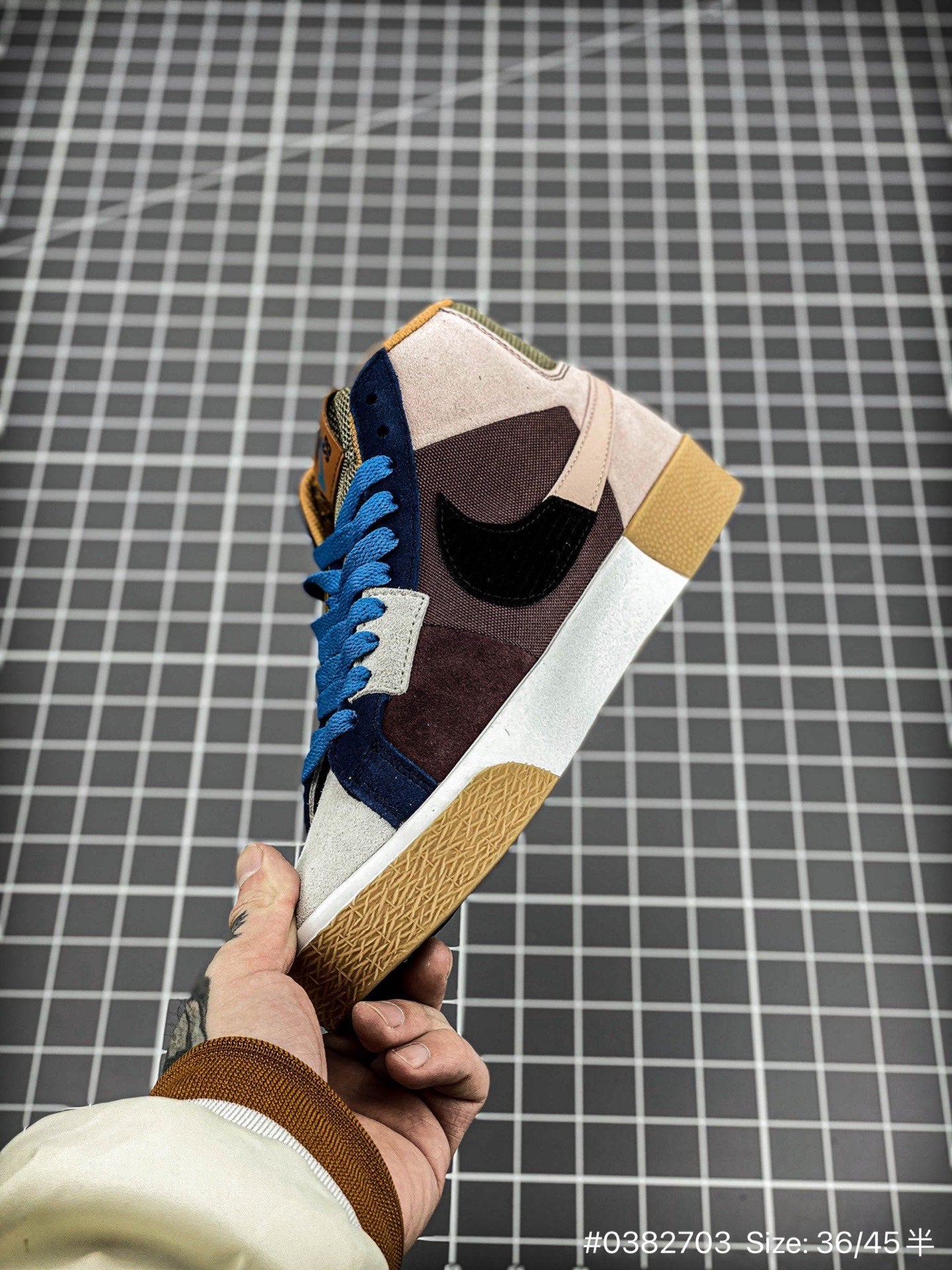 Nike Blazer High-top Sb Zoom Prm'cashmere Mosaic' - Red Unisex Streetwear Limited Edition - The Nike Blazer High-Top SB Zoom PRM 'Cashmere Mosaic' in Pink and Taupe reimagines the