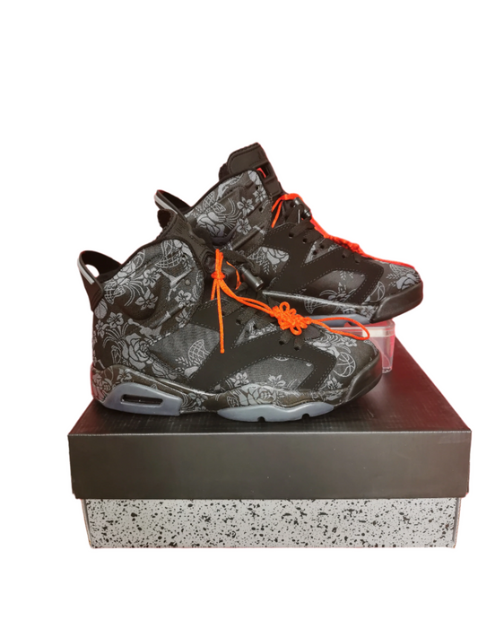 Jordan 6 And Orange - Black Unisex Streetwear Limited Edition - The Air Jordan 6 presented here is a unique and bold iteration of the classic