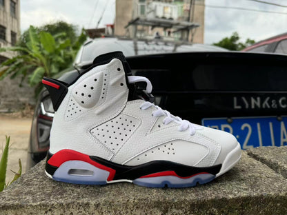 Jordan 6 'white - Infrared' Unisex Streetwear Limited Edition - The Air Jordan 6 'White/Infrared' is a timeless classic that showcases the iconic design and