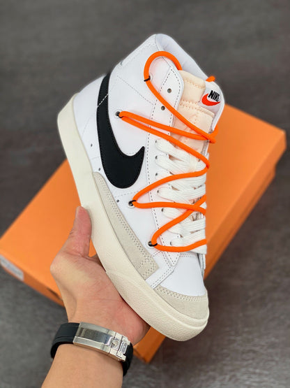 Nike Blazer Mid 1977 Vintage - Black Unisex Streetwear Limited Edition - The Nike Blazer Mid '1977 Vintage 'Smiley Lace-Up' in White and Black combines retro charm