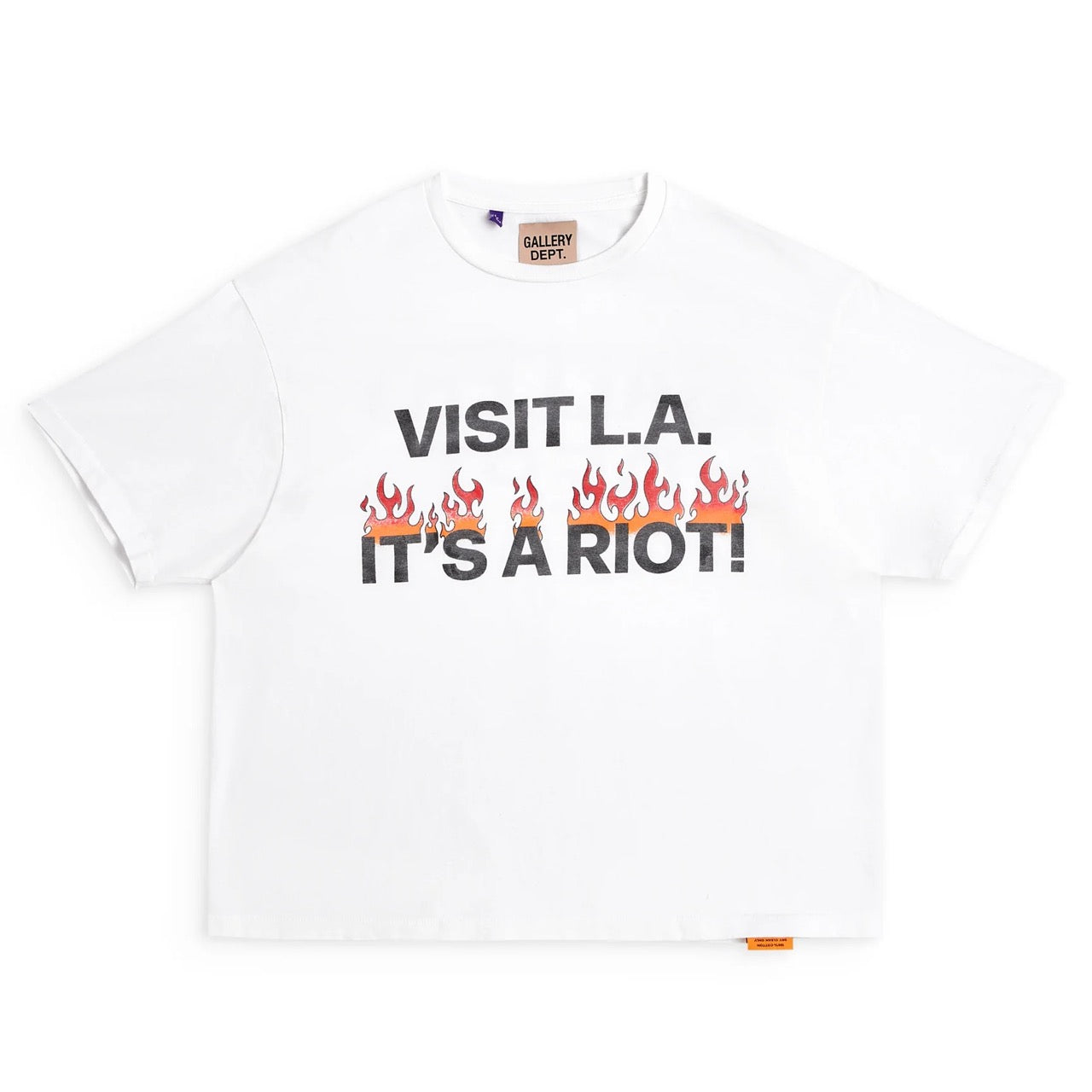 GALLERY Dept La Riot Tee T-Shirt - White Unisex Streetwear Limited Edition - Introducing the Gallery Dept. Classic White Tee, a perfect blend of simplicity and statement. This