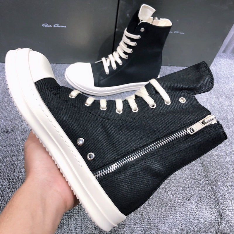 Rick Owens High-top Canvas Sneakers - Black Unisex Streetwear Limited Edition - **Rick Owens High-Top Canvas Sneakers** Step up your style game with these Rick Owens high-top