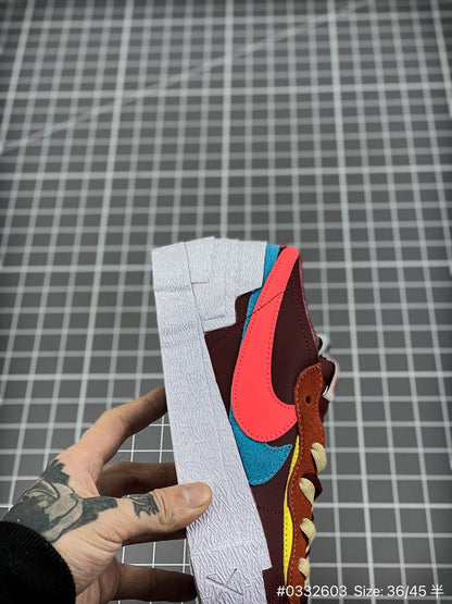 KAWS - Nike Blazer'team Red' Unisex Streetwear Limited Edition - The KAWS x Nike Blazer 'Team Red' delivers an artistic reinterpretation of the classic low-top