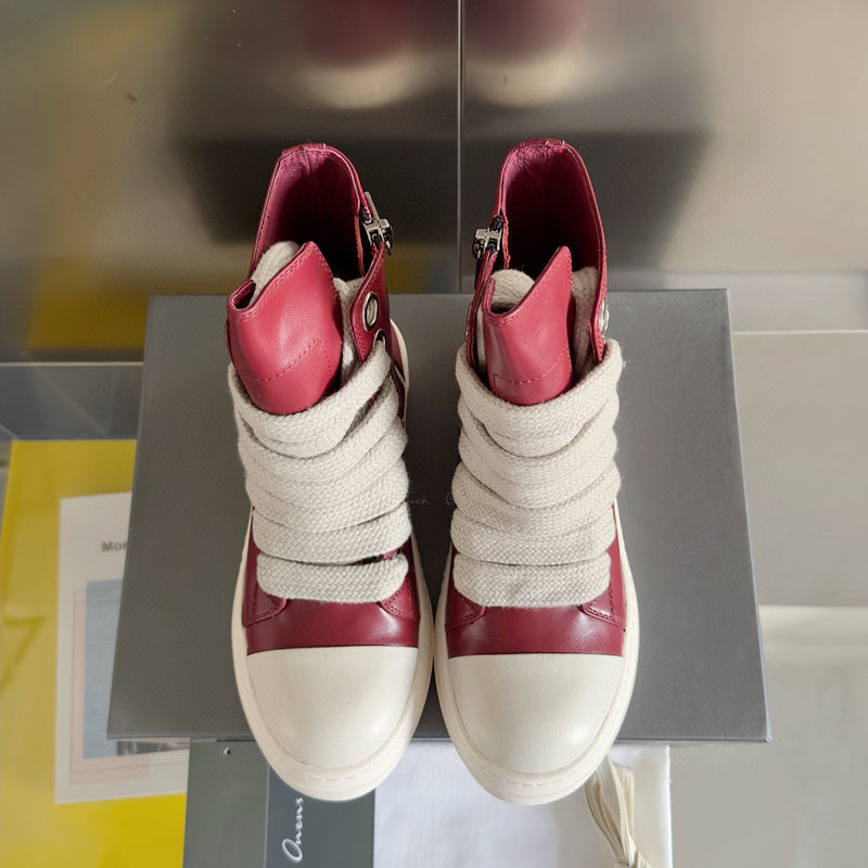 Rick Owens High-top Sneakers - Red Unisex Streetwear Limited Edition - **Rick Owens Red High-Top Sneakers: Bold Elegance and Premium Craftsmanship** Introducing the Rick Owens Red