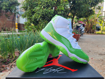 JORDAN 11 Green And - White Unisex Streetwear Limited Edition - The Air Jordan 11 in this eye-catching green and white colorway is a vibrant twist