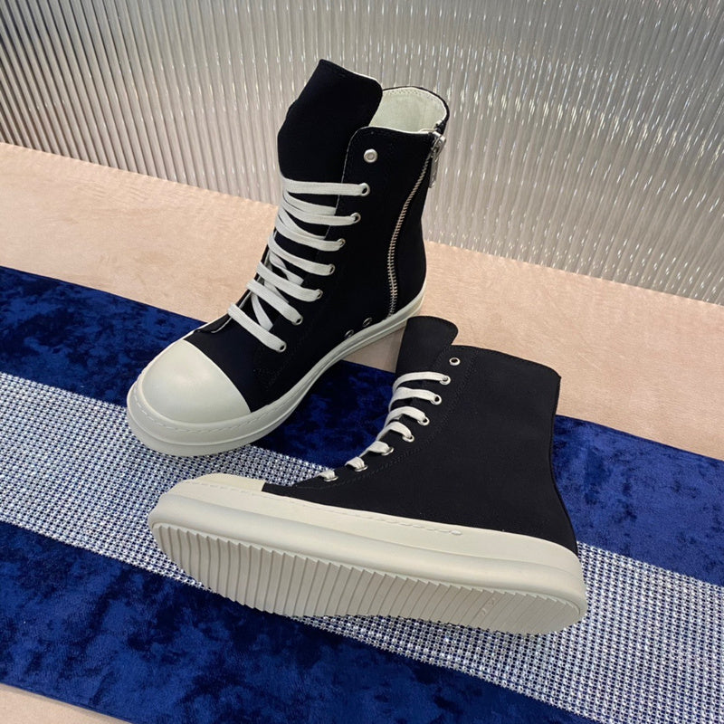 Rick Owens Canvas High-top Sneakers - And White - Black Unisex Streetwear Limited Edition - ### Rick Owens Canvas High-Top Sneakers - Black and White Introducing the Rick Owens Canvas