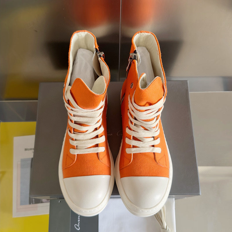Rick Owens High-top Sneakers - Orange Unisex Streetwear Limited Edition - **Rick Owens Orange High-Top Sneakers: Vibrant Style Meets Premium Craftsmanship** Introducing the Rick Owens Orange
