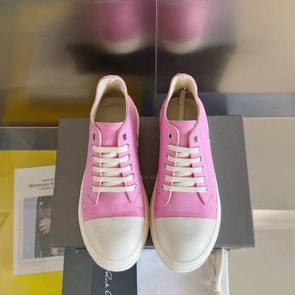 Rick Owens Low-top Sneakers - Pink Unisex Streetwear Limited Edition - **Rick Owens Pink Low-Top Sneakers: Playful Elegance and Modern Craftsmanship** Introducing the Rick Owens Pink
