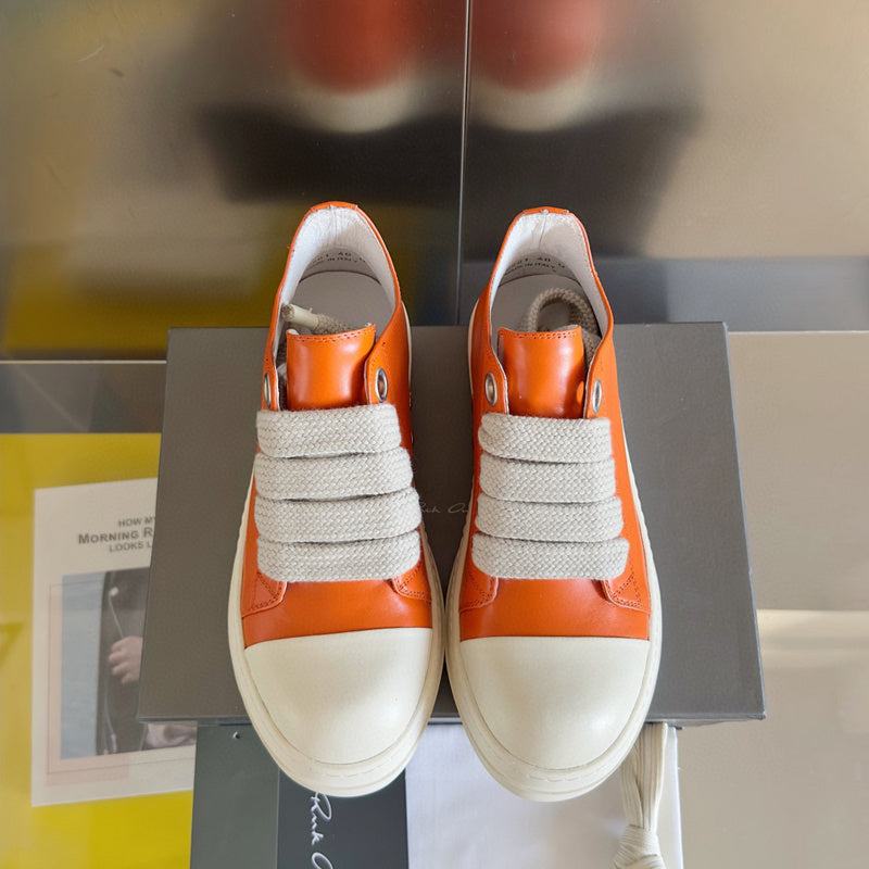 Rick Owens Low-top Sneakers - Orange Unisex Streetwear Limited Edition - **Rick Owens Orange Low-Top Sneakers: Bold Vibrancy and Superior Craftsmanship** Introducing the Rick Owens Orange
