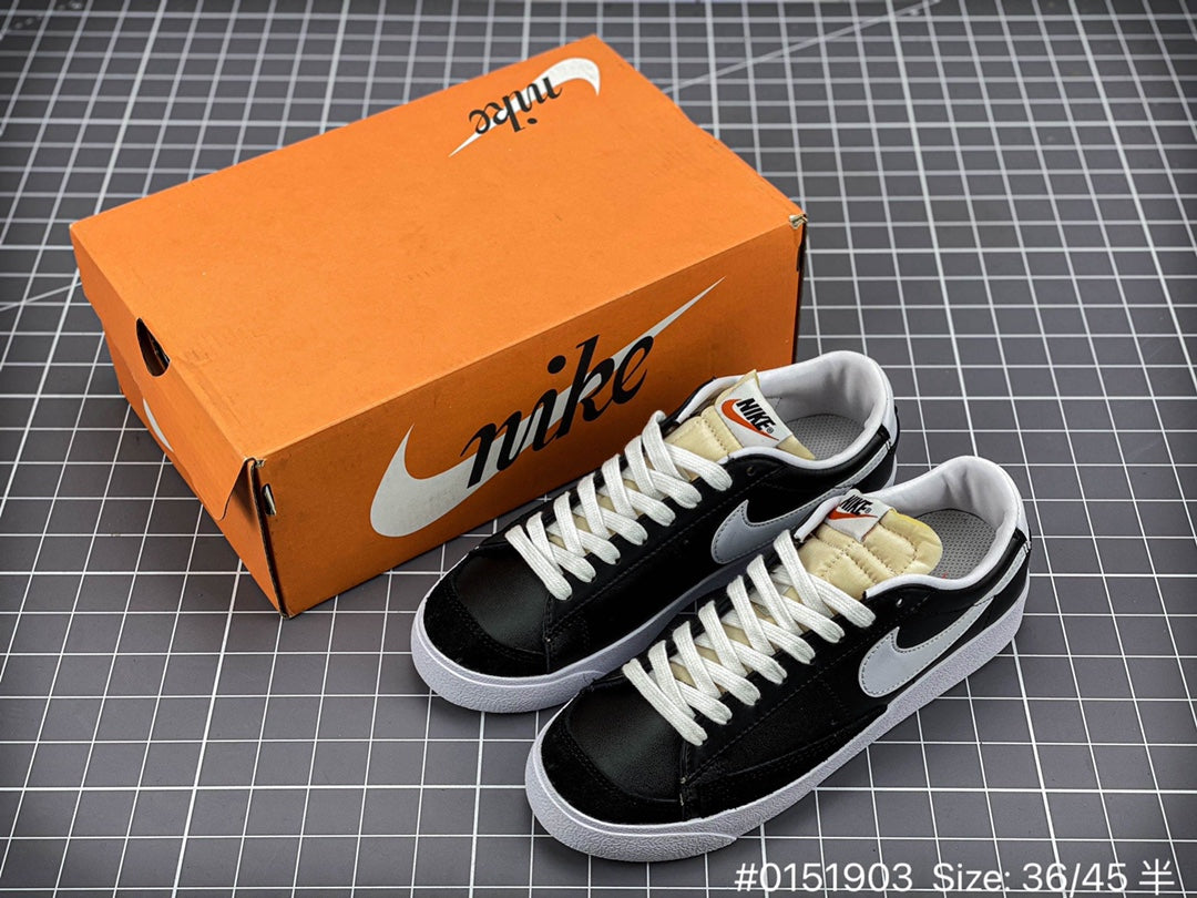 The Nike Blazer Low '1977 Vintage - Black Unisex Streetwear Limited Edition - The Nike Blazer Low '1977 Vintage Black and White offers a clean, minimalist take on