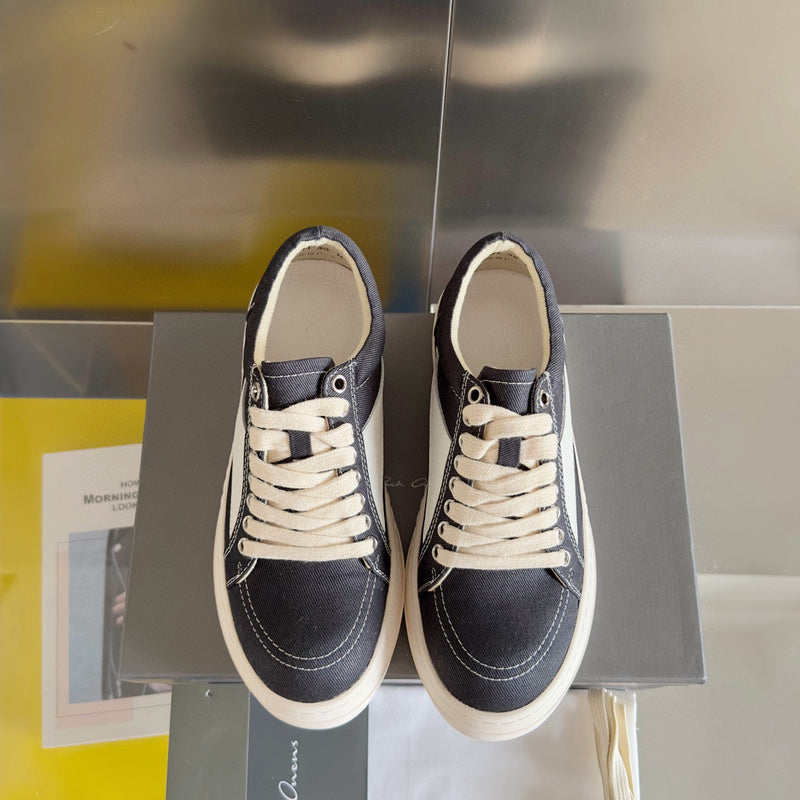 Rick Owens Canvas Low-top Sneakers - Black Unisex Streetwear Limited Edition - **Rick Owens Black Canvas Low-Top Sneakers: Modern Minimalism and Superior Craftsmanship** Introducing the Rick Owens