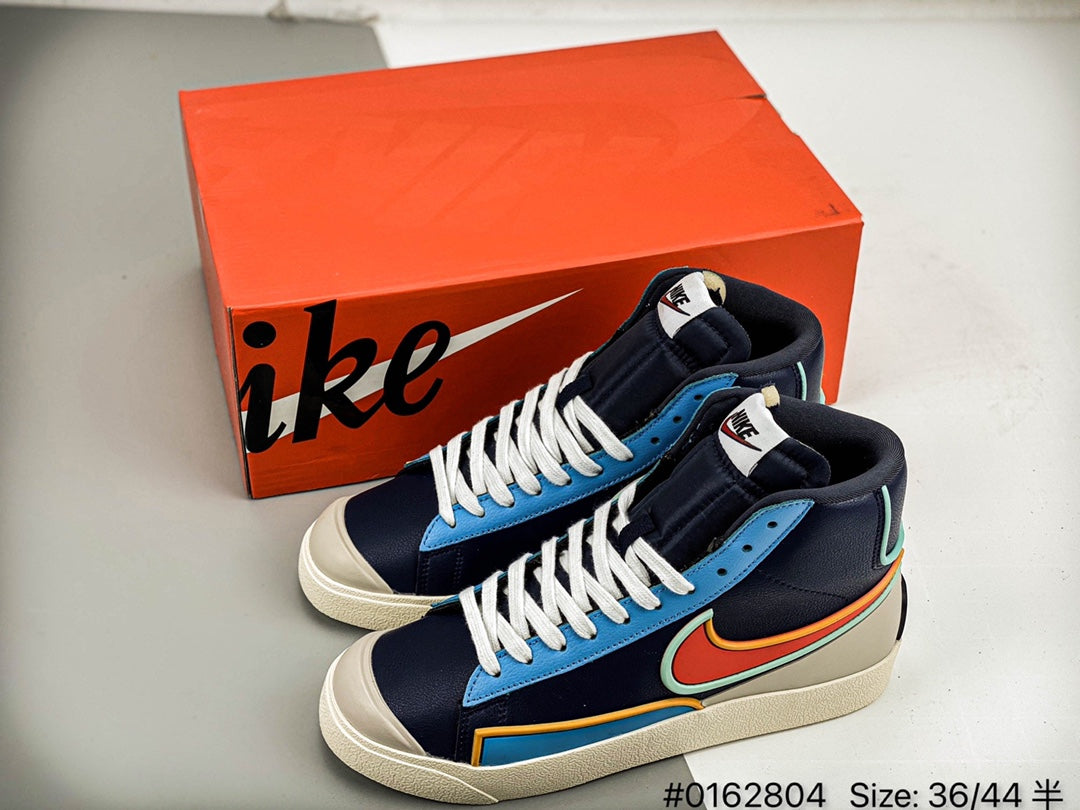 Nike Blazer Mid'1977 - White Unisex Streetwear Limited Edition - The Nike Blazer 1977 High Infinite in white and blue redefines the classic silhouette with
