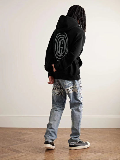 GALLERY Dept Gd Multi Logo Hoodie - Red Unisex Streetwear Limited Edition - **Gallery Dept. Logo Back Hoodie: Detailed Product Description** Elevate your streetwear collection with the Gallery