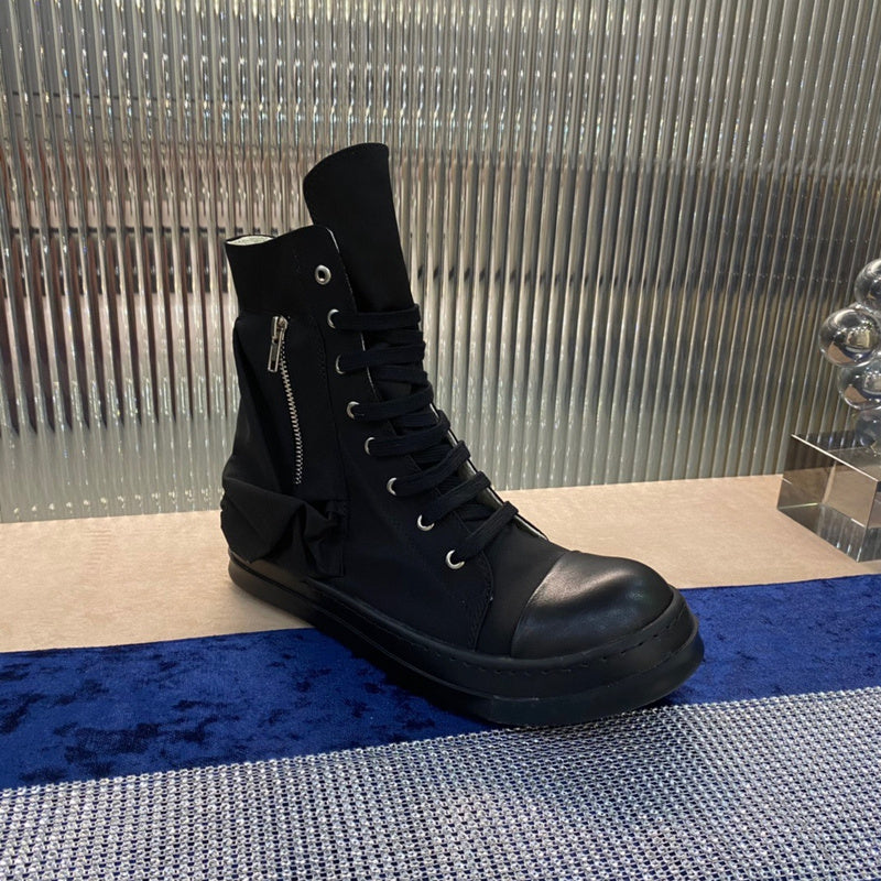 Rick Owens High-top Nylon Boots - All T-Shirt - Black Unisex Streetwear Limited Edition - ### Rick Owens High-Top Nylon Boots - All Black Introducing the Rick Owens High-Top Nylon