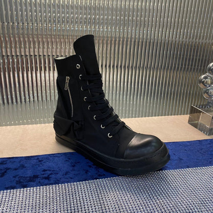 Rick Owens High-top Nylon Boots - All T-Shirt - Black Unisex Streetwear Limited Edition - ### Rick Owens High-Top Nylon Boots - All Black Introducing the Rick Owens High-Top Nylon