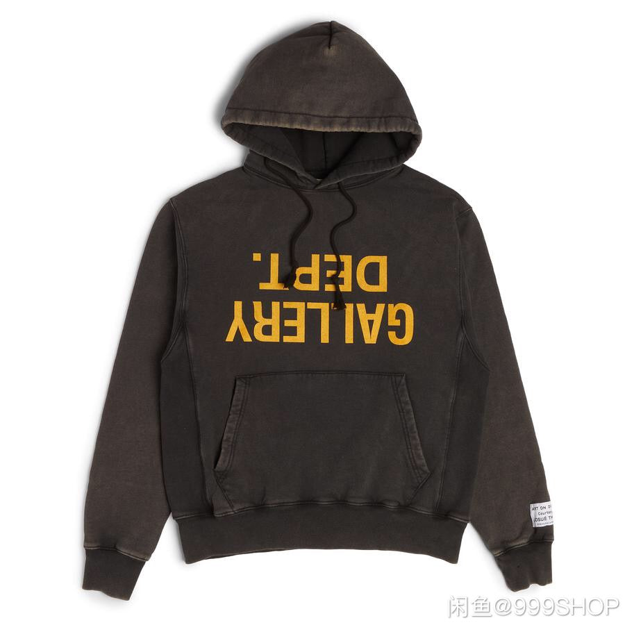 Gallery Dept. Logo Hoodie - Yellow Unisex Streetwear Limited Edition - #### Gallery Dept. Upside Down Logo Hoodie Upgrade your streetwear collection with the Gallery Dept.