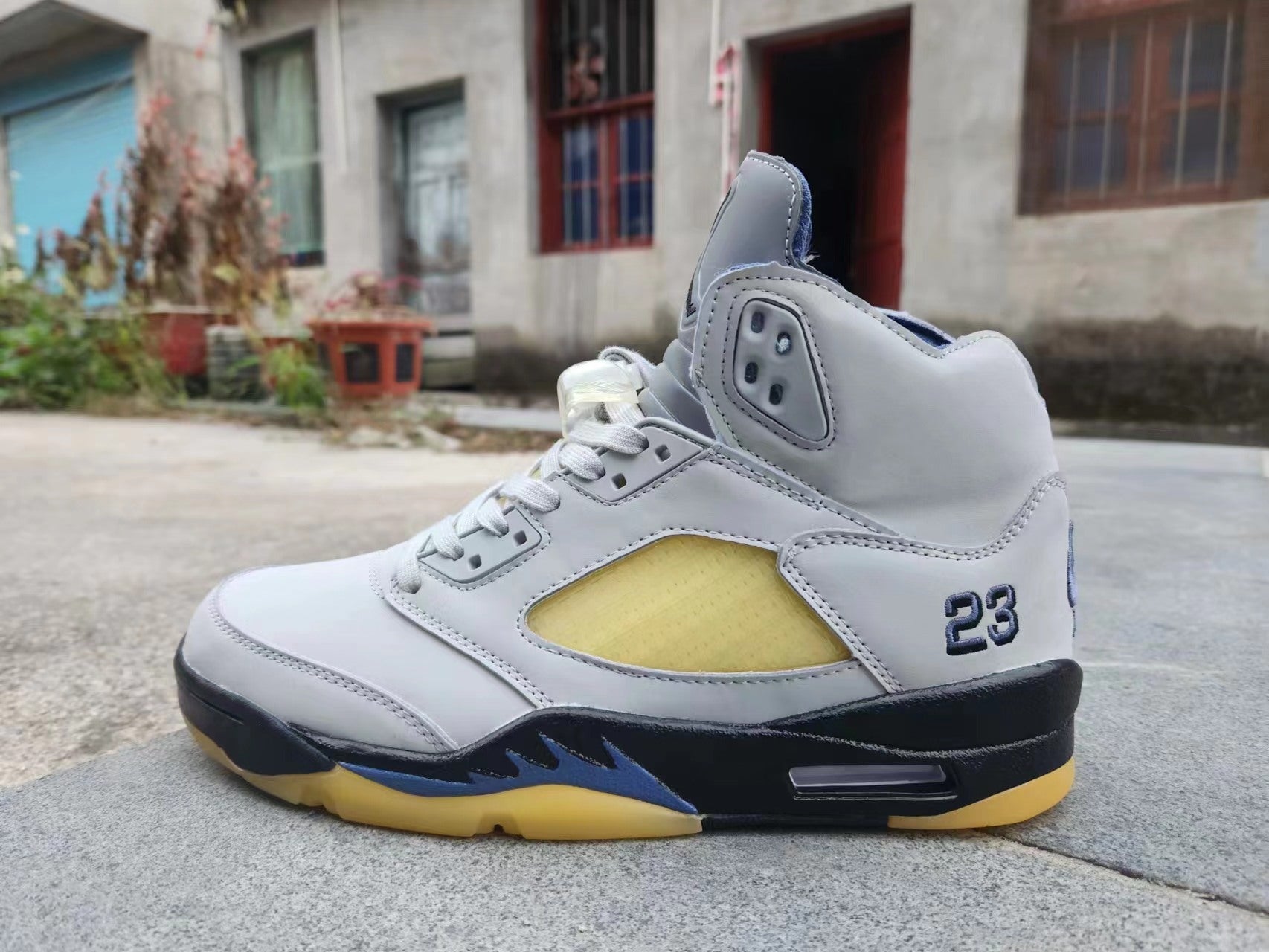 Jordan 5 Gray And - Yellow Unisex Streetwear Limited Edition
