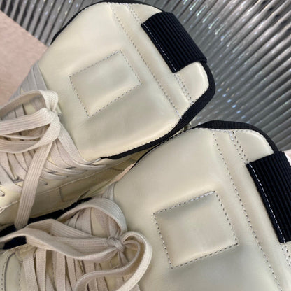 Rick Owens Geobasket Sneakers - - Cream Unisex Streetwear Limited Edition - ### Rick Owens Geobasket Sneakers - Cream Introducing the Rick Owens Geobasket Sneakers in a