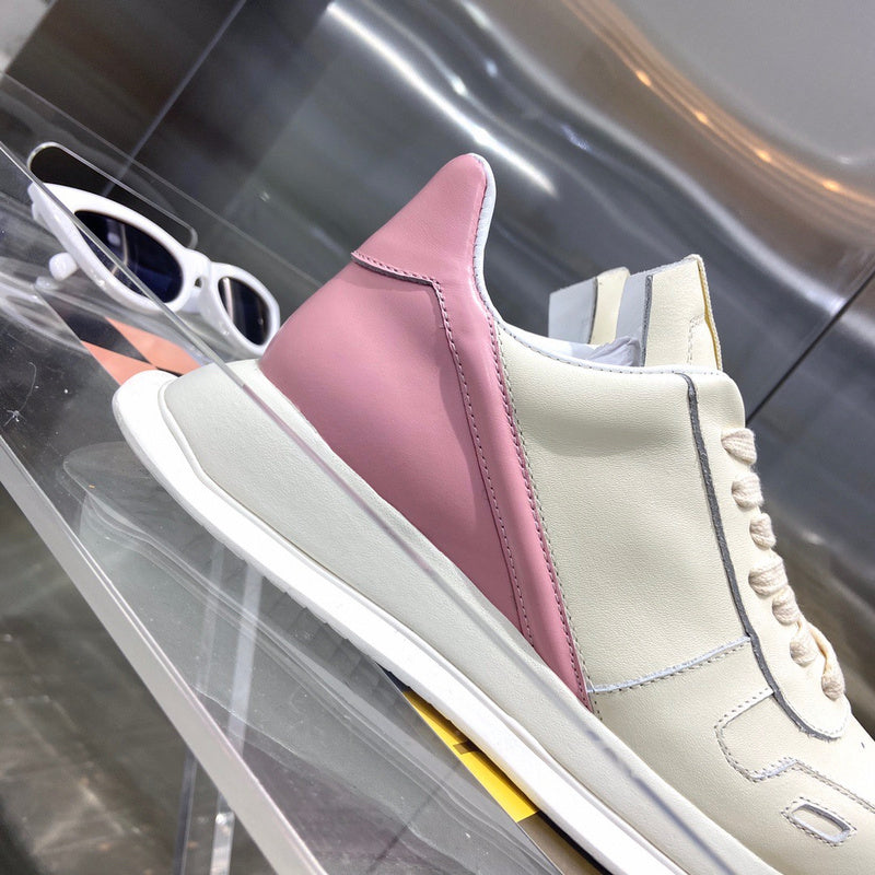 Rick Owens Cream And Low-top Sneakers - Pink Unisex Streetwear Limited Edition - **Rick Owens Cream and Pink Low-Top Sneakers: A Chic Fusion of Elegance and Sporty Style**