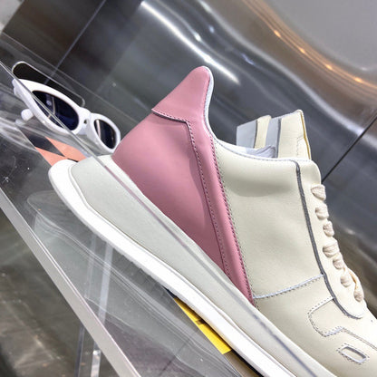 Rick Owens Cream And Low-top Sneakers - Pink Unisex Streetwear Limited Edition - **Rick Owens Cream and Pink Low-Top Sneakers: A Chic Fusion of Elegance and Sporty Style**
