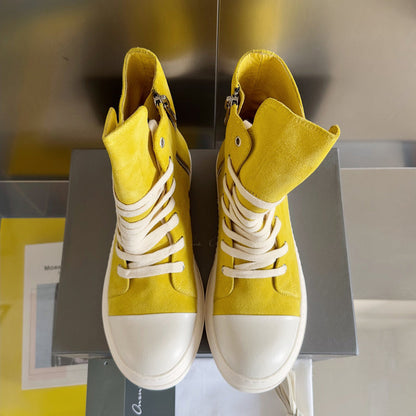 Rick Owens High-top Sneakers - Yellow Unisex Streetwear Limited Edition - **Rick Owens Yellow High-Top Sneakers: Vibrant Style Meets Premium Craftsmanship** Introducing the Rick Owens Yellow