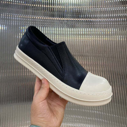 Slip-On Leather Sneakers - Black Unisex Streetwear Limited Edition