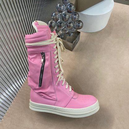 Rick Owens High-top Sneakers - And Cream - Pink Unisex Streetwear Limited Edition - ### Rick Owens High-Top Sneakers - Pink and Cream Introducing the Rick Owens High-Top Sneakers