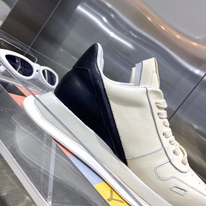 Rick Owens Cream And Low-top Sneakers - Black Unisex Streetwear Limited Edition - **Rick Owens Cream and Black Low-Top Sneakers: Modern Edge Meets Timeless Elegance** Introducing the Rick