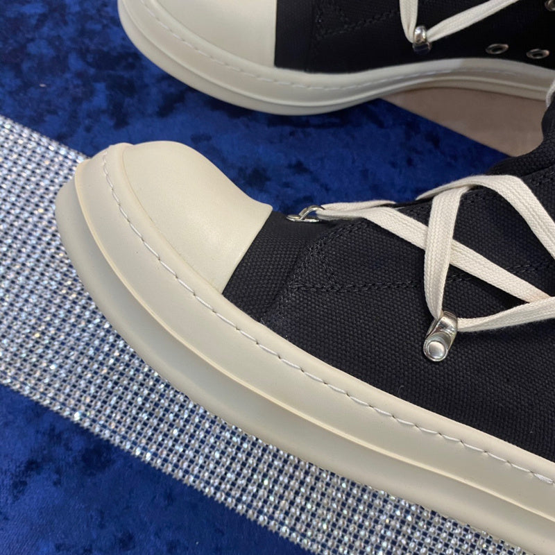 Rick Owens High-top Canvas Boots - And White T-Shirt - Black Unisex Streetwear Limited Edition - ### Rick Owens High-Top Canvas Boots - Black and White Introducing the Rick Owens High-Top