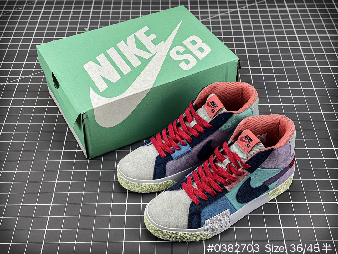 Nike Blazer Mid Prm blue Mosaic Unisex Streetwear Limited Edition - The Nike Blazer Mid PRM 'Blue Mosaic' brings a fresh, artistic twist to the iconic