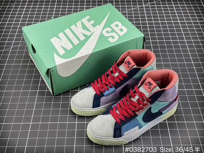 Nike Blazer Mid Prm blue Mosaic Unisex Streetwear Limited Edition - The Nike Blazer Mid PRM 'Blue Mosaic' brings a fresh, artistic twist to the iconic