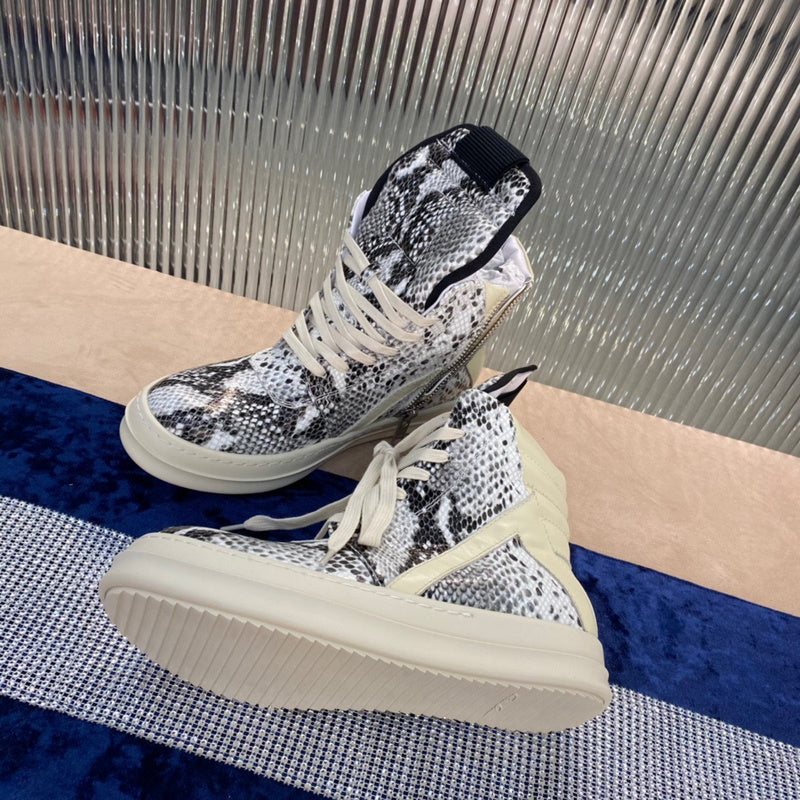 Rick Owens Geobasket Sneakers - Snakeskin Print - Red Unisex Streetwear Limited Edition - ### Rick Owens Geobasket Sneakers - Snakeskin Print Introducing the Rick Owens Geobasket Sneakers in
