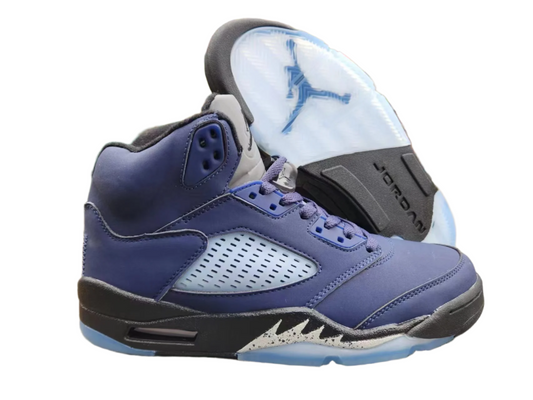 Jordan 5 Blue And - Black Unisex Streetwear Limited Edition - Elevate your sneaker collection with the Air Jordan 5 in a sleek navy blue and