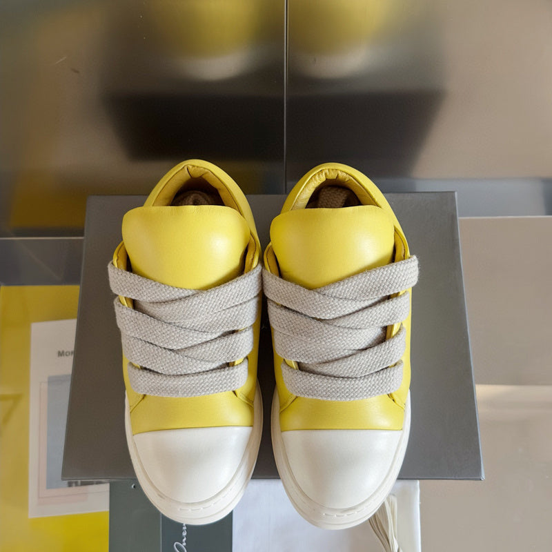 Rick Owens Low-top Sneakers - Yellow Unisex Streetwear Limited Edition - **Rick Owens Yellow Low-Top Sneakers: Bold Elegance and Superior Craftsmanship** Introducing the Rick Owens Yellow