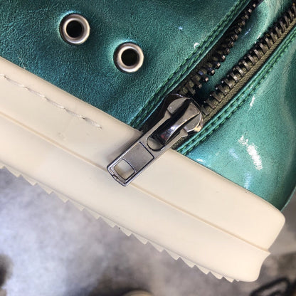 High-Top Metallic Leather Sneakers - Green Unisex Streetwear Limited Edition - **High-Top Metallic Green Leather Sneakers** Add a splash of color to your wardrobe with these