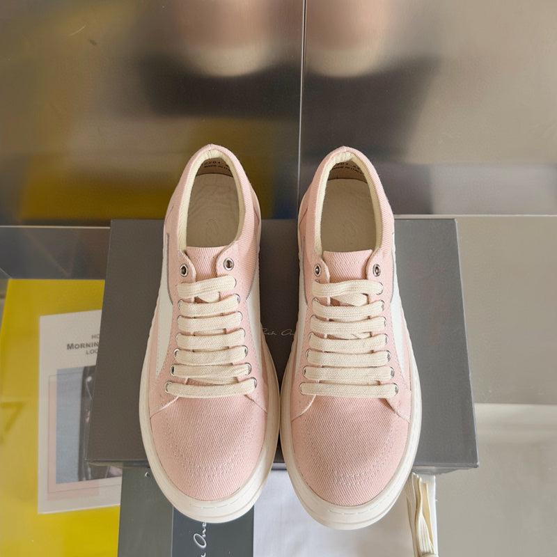 Rick Owens Canvas Low-top Sneakers - Pink Unisex Streetwear Limited Edition - **Rick Owens Pink Canvas Low-Top Sneakers: Soft Elegance and Superior Craftsmanship** Introducing the Rick Owens