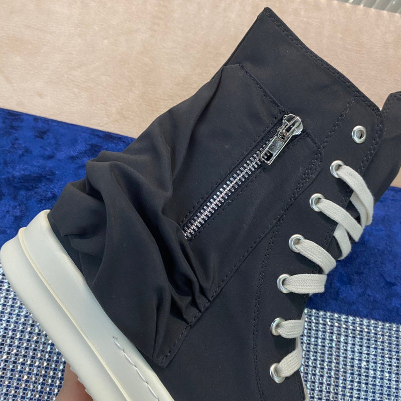 Rick Owens High-top Nylon Boots - And White T-Shirt - Black Unisex Streetwear Limited Edition - ### Rick Owens High-Top Nylon Boots - Black and White Introducing the Rick Owens High-Top