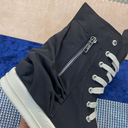 Rick Owens High-top Nylon Boots - And White T-Shirt - Black Unisex Streetwear Limited Edition - ### Rick Owens High-Top Nylon Boots - Black and White Introducing the Rick Owens High-Top