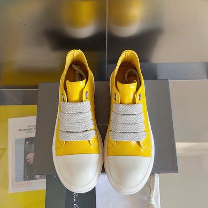 Rick Owens Low-top Sneakers - Yellow Unisex Streetwear Limited Edition - **Rick Owens Yellow Low-Top Sneakers: Bold Elegance and Superior Craftsmanship** Introducing the Rick Owens Yellow