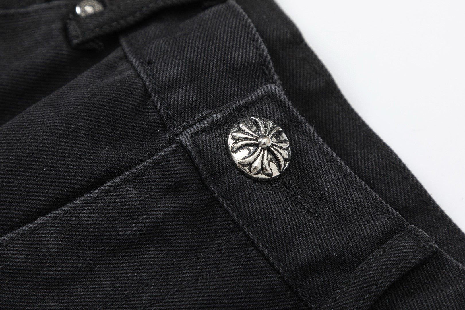 CHROME Hearts Double Cross Jeans - Black Unisex Streetwear Limited Edition