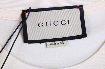 Camiseta Gucci con estampado de gato (Crema)