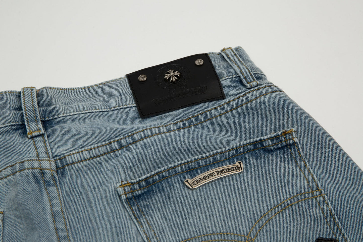 CHROME Hearts Cross Patch Jorts Washed Denim - Black Unisex Streetwear Limited Edition