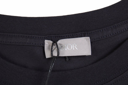 Dior T-shirt With Minimalist Logo - Blue Unisex Streetwear Limited Edition - <p dir='ltr'><span>Navy blue t-shirt featuring a small, minimalist Dior logo on the chest. Simple