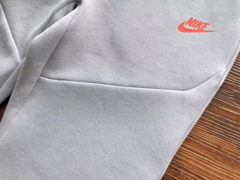NIKE TECH FLEECE PANTS x WOLF GREY/AQUAMARINE/ORANGE - logo - replica sneakers