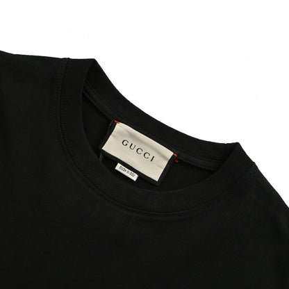 Gucci T-shirt With Heart Graphic - Black Unisex Streetwear Limited Edition - <span>Playful and stylish. Features a red heart cartoon graphic. Green and red stripe design with