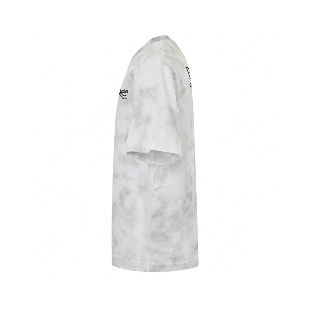 Balenciaga Tie-dye Logo T-shirt (white) Unisex Streetwear Limited Edition - The Balenciaga Tie-Dye Logo T-Shirt in white is a contemporary and chic piece, perfect for