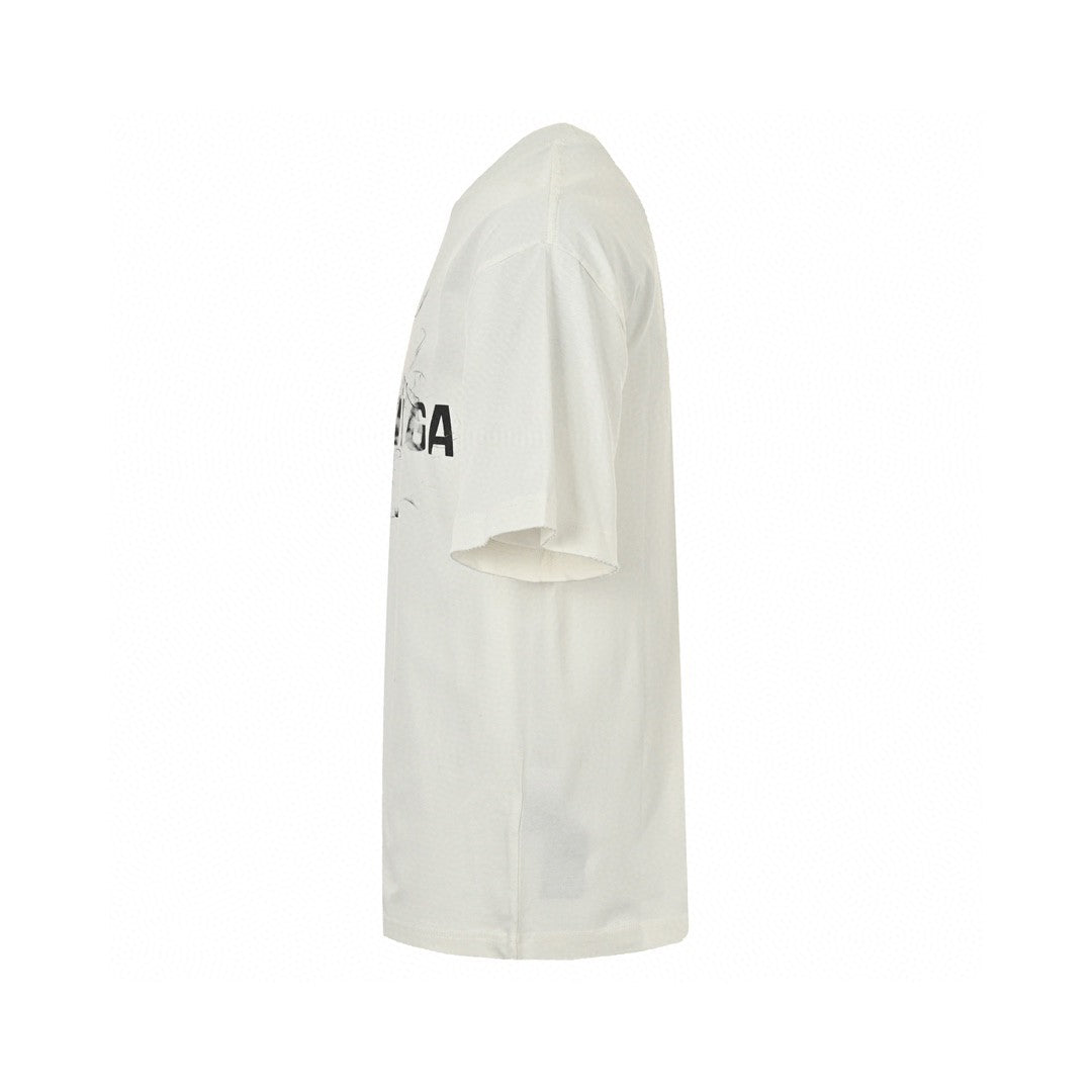 Balenciaga Smoke Print Logo T-shirt (white) Unisex Streetwear Limited Edition - The Balenciaga Smoke Print Logo T-Shirt in white is a contemporary and artistic piece that