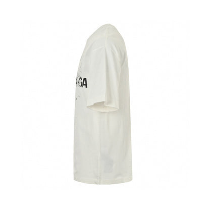 Balenciaga Smoke Print Logo T-shirt (white) Unisex Streetwear Limited Edition - The Balenciaga Smoke Print Logo T-Shirt in white is a contemporary and artistic piece that